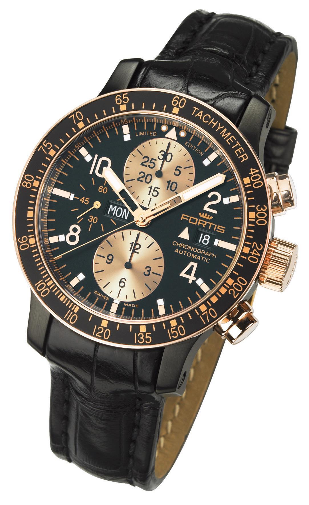 Fortis Mens 665.13.19 L.01 B-42 Stratoliner 100th Anniversary Limited Edition Black Dial Chronograph Watch